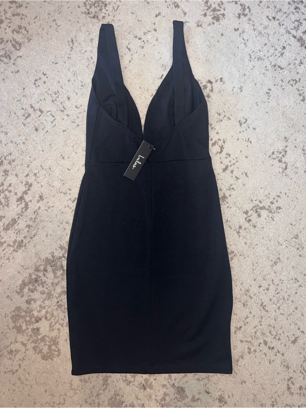 Lulu's Black Deep V-Neck Mini Dress - Picture 3 of 4